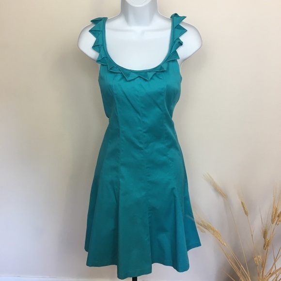 Vintage Unique retro blue sleeveless dress. Size 6 - Picture 4 of 8